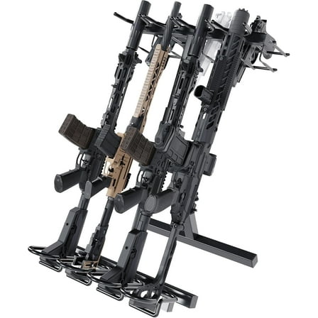 Kojem Portable Folding Gun Rack, Heavy Duty Steel Rifle Rack Stand for Shooting & Hunting Range, Holds 4 Rifles & 7 Pistols, Indoor/Outdoor Floor Gun Rack