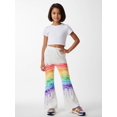 thumbnail image 3 of 5-6Y Girls Colored Flared Pants Digital Print Trousers Slim-Fit Wide Leg Flare for Spring Summer Autumn, 3 of 6