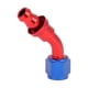 thumbnail image 1 of Conector de manguera de bloqueo por presión AN8 de 45 grados 1/2" ID aleación de aluminio para línea de combustible de automóvil 1 Pc Rojo Azul, 1 of 1