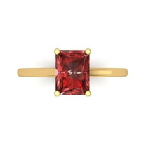 2 ct Emerald Cut Natural Garnet Solitaire 18K Yellow Gold Womens Engagement Ring