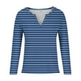 thumbnail image 4 of Sentmoon Tunique Mode Manches Longues Hauts pour Femmes Col en V Rayé Décontracté Hauts Manches Longues Réguliers Athlétiques Mode Femmes Bleu Foncé m Économies d'Automne, 4 of 4