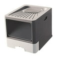 thumbnail image 2 of Caja de arena para gatos con capucha, orinal para gatos completamente cerrado, portátil, lado alto, reutilizable, entrada frontal, salida , , GRIS, 2 of 8