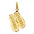 thumbnail image 3 of 14K Yellow Gold Polished Textured Finish Large SAN DIEGO Double Flip-Flop Sandles Charm Pendant, 3 of 4