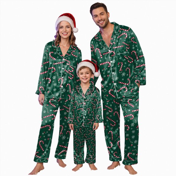 Linfrsh Matching Family Print Pajamas Set for Christmas, Long Sleeve Shirt with Pants Soft Sleepwear Loungewear for Holiday Wear, 2XL