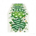 thumbnail image 2 of EGNMCR St Patricks Day Decorations, St. Patrick's Day Table Flag Green Clovers Patterns Heat Insulating And Prevention Of Pollution Linen Tablecloth Home Decoration Polyester tables runner, 2 of 6