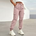 thumbnail image 5 of HKYNLAG Womens Cargo Pants Casual Lightweight Hiking Pants Drawstring Elastic Waist Joggers with Pockets Pink S, 5 of 8