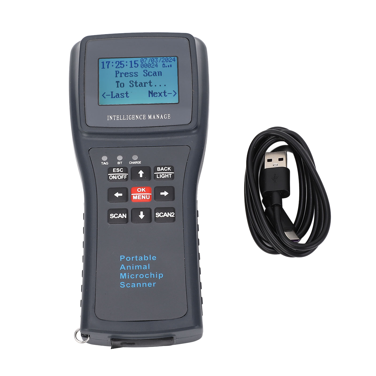 Saluaqui Pet Microchip Scanner Handheld, High Accuracy Microchip Tag Reader  for Animal Ear Tag, Low Frequency 60000 Records, Long Range Reading Pet