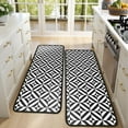 thumbnail image 4 of Kitchen Rugs Sets Of 2,Black White Triangle Checkered Pattern Anti Fatigue Kitchen Mat Rugs Non Slip Washable,Decorative Kitchen Floor Mats for Kitchen,Sink,Laundry,17"x47"+17"x47", 4 of 5