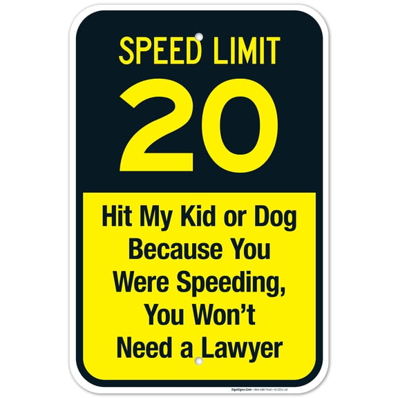 Speed Limit 20 Sign, Traffic Sign, 12x18 Aluminum