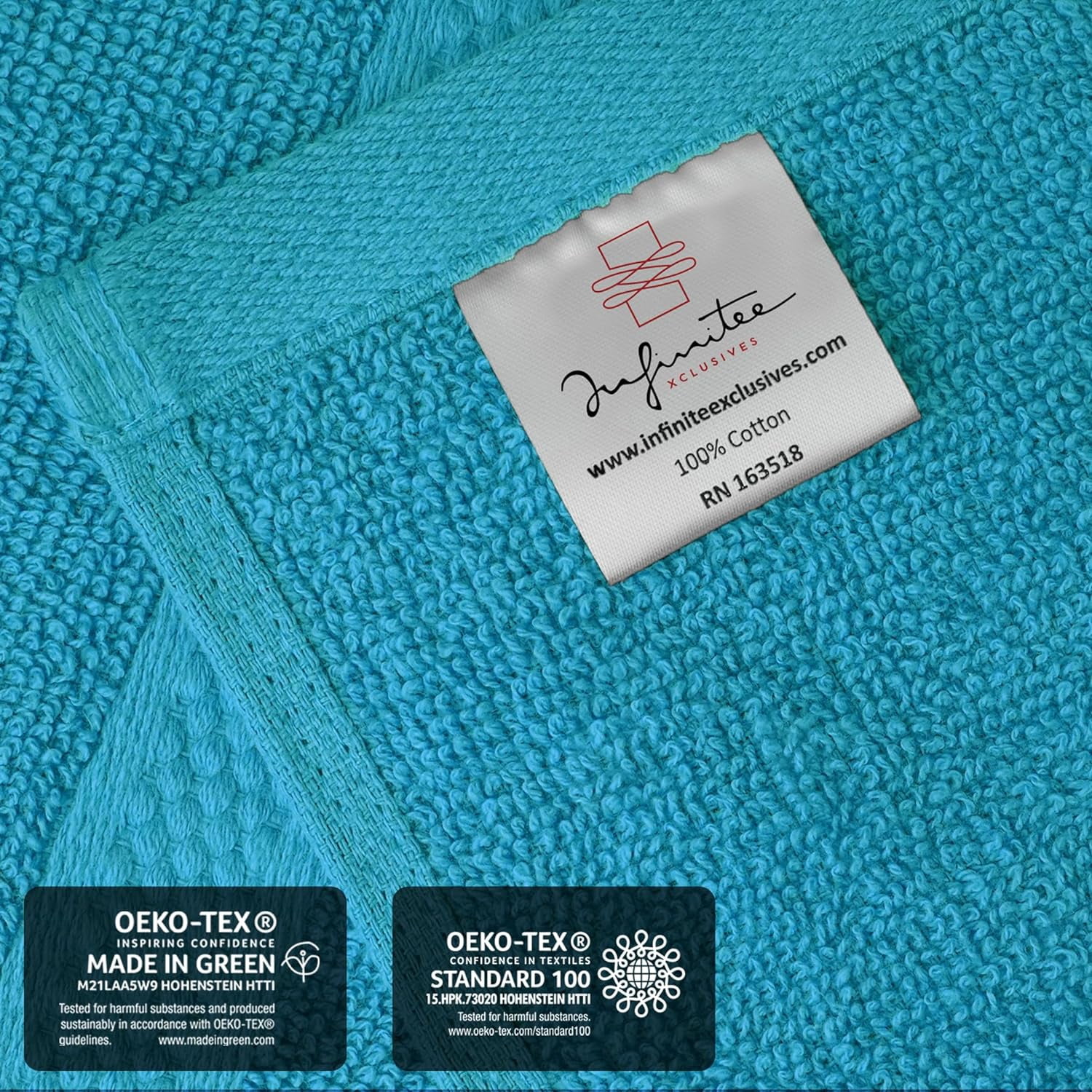 Infinitee Xclusives 12 Pack Premium Teal soft Wash Cloths and Face Towels, 13x13 100% Cotton