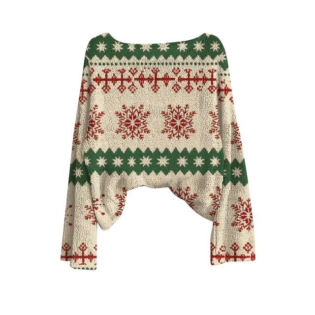 Chandail pour Femmes à Manches Longues, Col Rond, Tricoté, avec Graphique Imprimé pour la Mode Automnale, Chandails pour Femmes