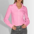 thumbnail image 2 of Women's Fashion Lapel Long Sleeve Linen Button Down Slim Fit Shirt 1, 2 of 2
