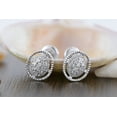 thumbnail image 4 of Dazzlingrock Collection Round White Diamond Oval Shaped Frame Cluster Pushback Stud Earrings for Women (0.12 ctw, Color I-J, Clarity I2-I3) in 925 Sterling Silver, 4 of 6