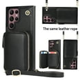 thumbnail image 1 of SaniMore for Samsung Galaxy S22 Ultra 6.8" 2022 Case with Back Zipper Wallet Flip Kicktsand Crossbody Shoulder Strap Retro PU Leather Wear-resistant Shockproof Anti-drop Cover for Girls Women, Black, 1 of 11