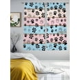 thumbnail image 3 of Pink Blue Paw Print Sheer Curtains 72 Inch Length 2 Panels Set, Vintage Farmhouse Rustic Wooden Grain Voile Window Treatment Curtains Sheers Drapes for Bedroom/Living Room/Kitchen 52"x72"x2, 3 of 7