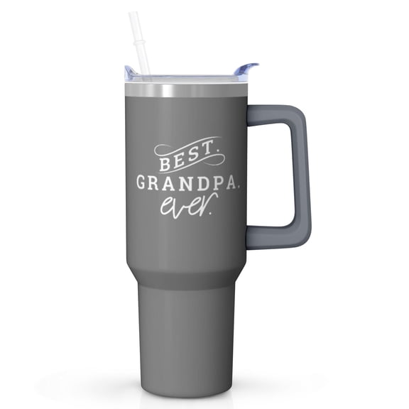 Heartfelt Gift for Grandpa, 40oz Insulated Tumbler with Handle, Best Grandpa Ever Cup for Fathers Day Birthday Christmas Present