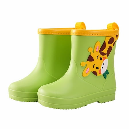 

KaLI_store Water Shoes for Kids Kid s Rain Boots for Girls Boys Seamless Waterproof Rubber Rain Shoes Green 1