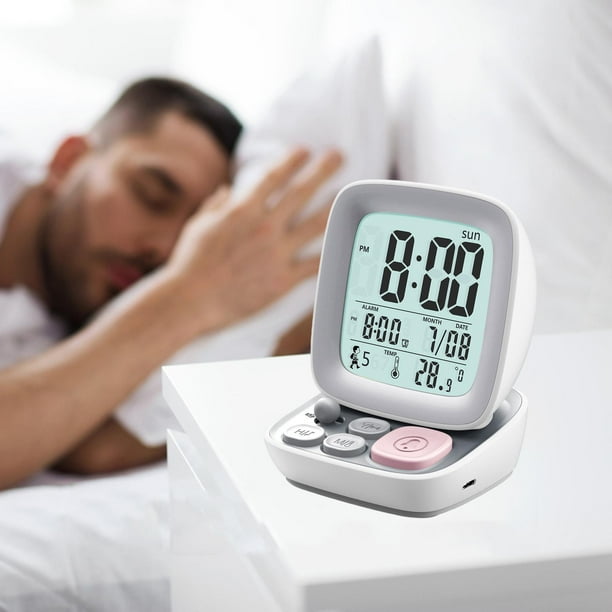 Reloj despertador digital pequeno para computadora vintage reloj de escritorio LCD para dormitorios 12 24 tiempo tiempo de tiempo de tiempo de de cumpleanos para Tipo de bateria blanca Macarena Reloj ...