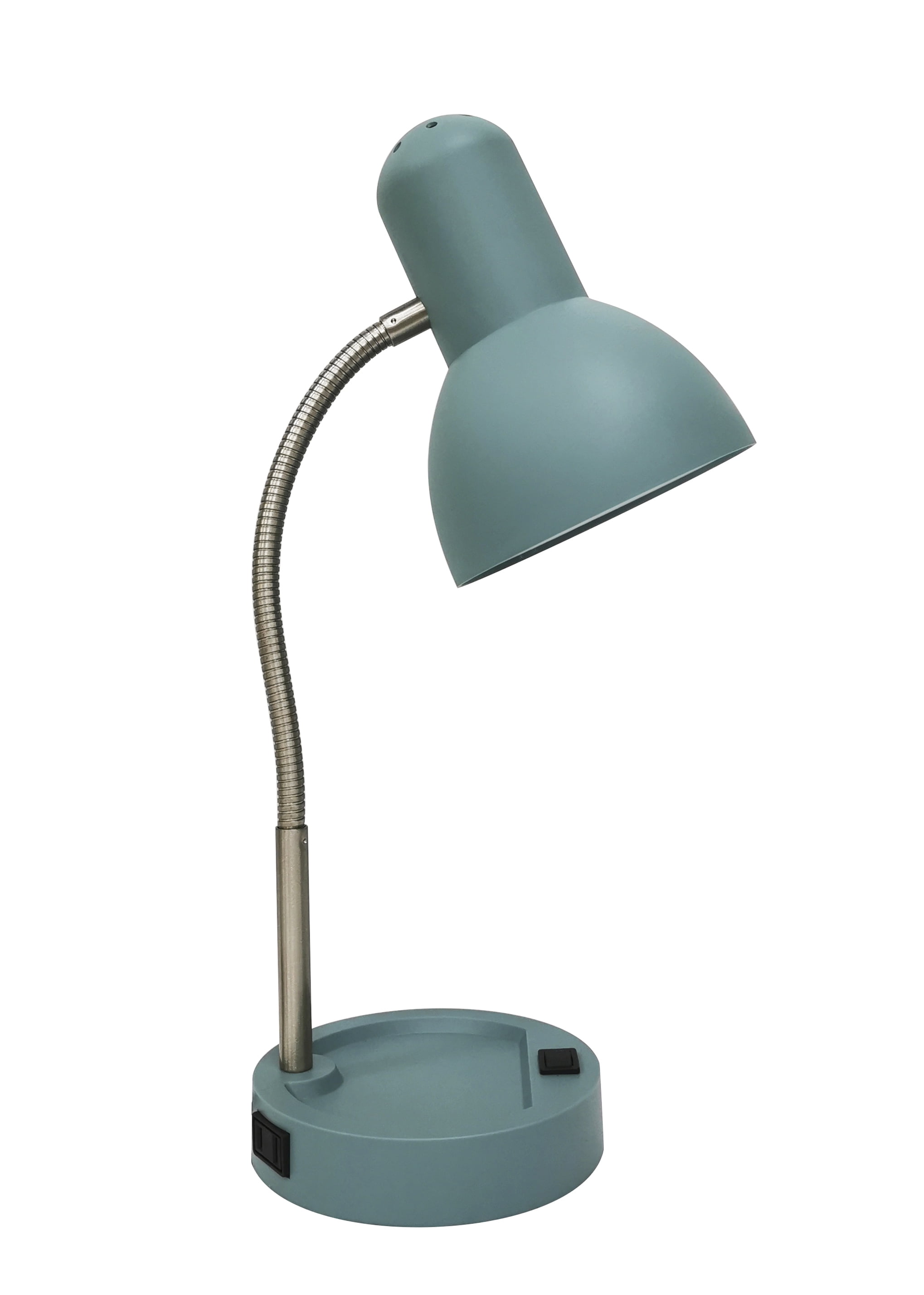 Mainstays LED Gooseneck Desk Lamp with Catch-All Base & AC Outlet, Aqua