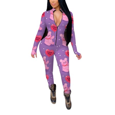 

Liangchengmei Women V Neck Long Sleeve Jumpsuit Bodycon One Piece Pajamas Bodysuit Romper Sleepwear