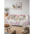 thumbnail image 6 of Spring Floral Couch Cover, Retro Pink Orchid Flowers Leaves Botanical Sofa Cover Blanket for Loveseat Couches, Sectional Sofa Slipcover Furniture Protector for Living Room Bedroom 71''x118'', 6 of 9