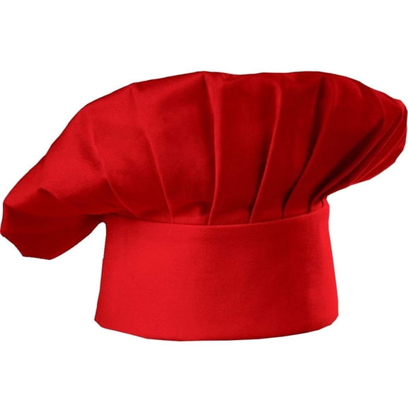 Unisex Chef Hat, Professional Elastic Adjustable Men Women Cap Kitchen Cooking Baker, Red