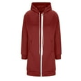 thumbnail image 4 of UngA Long Hoodies for Women Zip Up Plus Size Long Tunic Sweatshirt Casual Long Sleeve Jackets with Pockets Women Hoodie (Red,XL), 4 of 7