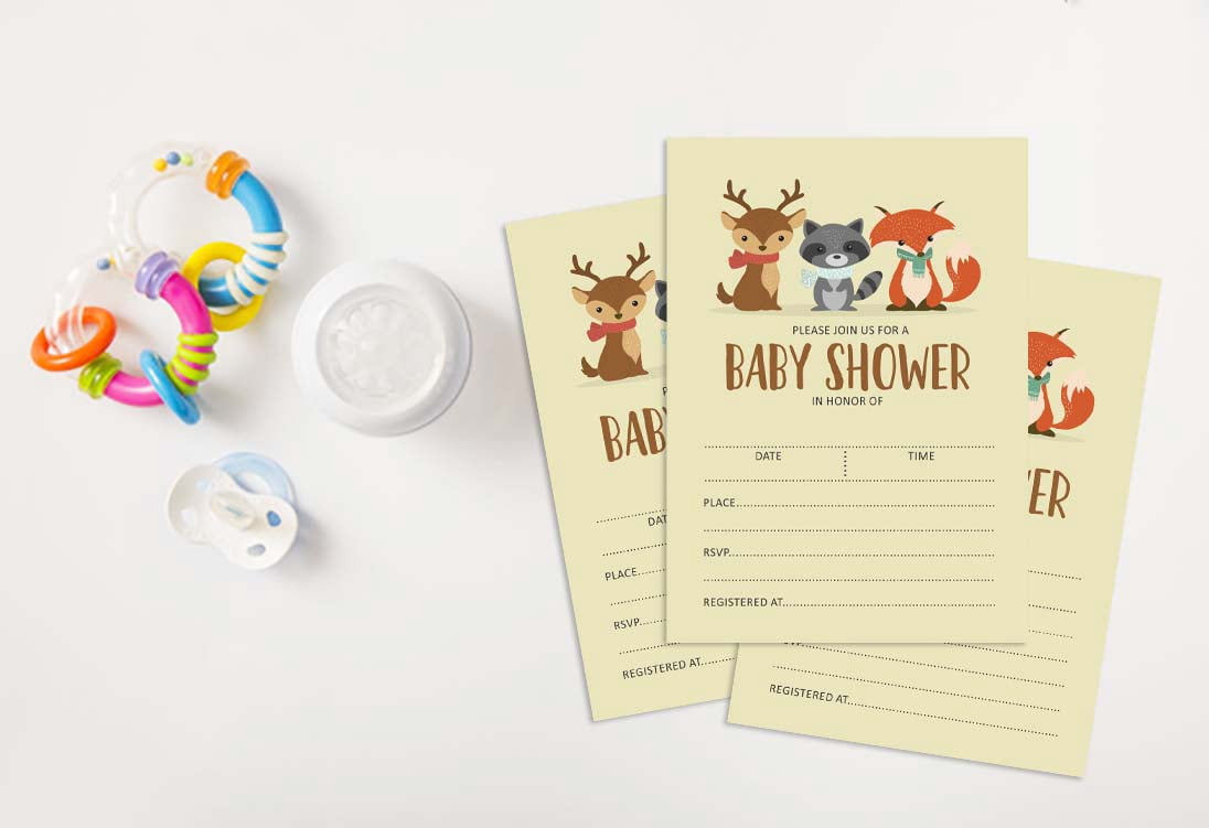 Inkdotpot 30 Fill In StyleBaby Shower Invitation Cards Jungle Animals Gender Neutral Blank Invites