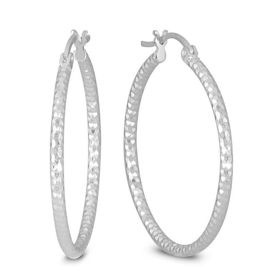 SZUL Women's Diamond Cut 30MM Hoop Earrings In .925 Sterling Silver