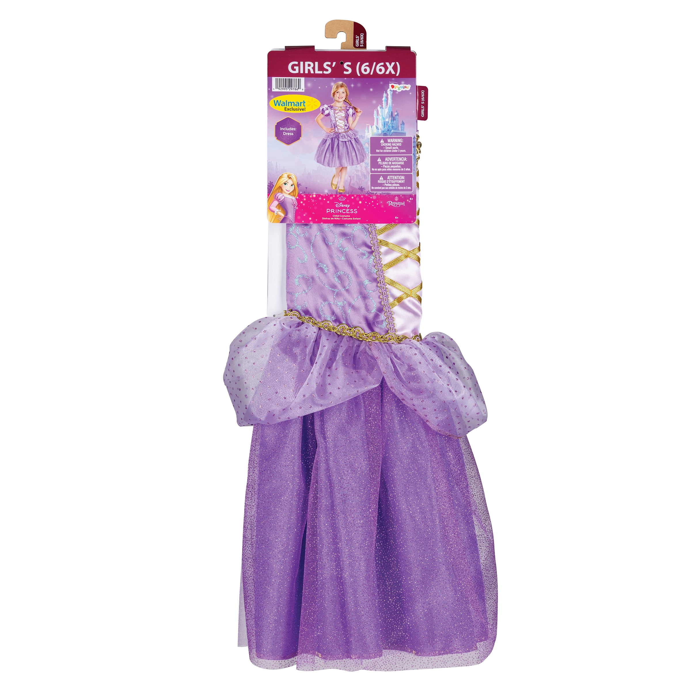 Disney Tangled Rapunzel Halloween Costume for Children, Girls Size S (6/6X), by Disguise