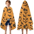 thumbnail image 3 of Pumpkin Bat Halloween Pattern Hooded Bath Towel，50"x30" for Ages 3 To 12 Kids, Quick Dry Lightweight Soft Microfiber Hood Beach Towel Cover Up for Kids, 3 of 7