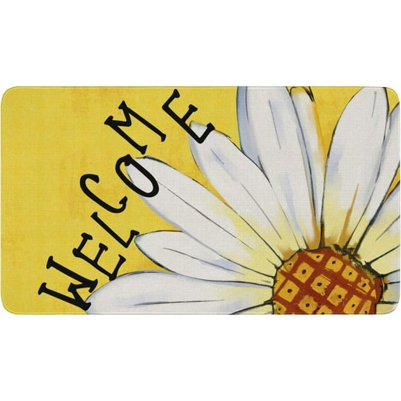 Summer Door Mat,Daisy Indoor Outdoor Non-Slip Doormat,Entryway Front Porch Farmhouse Summer Welcome Door Mat Colorful for Entrance Decor,30" x 17"