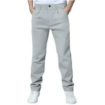 HAiming Boys Dress Cargo Golf Pants School Uniform Casual Wide Straight Leg Adjustable Waist Button Closure Trousers