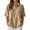 Beige, variant on Women's Casual Waffle Knit Polo Top, Half Zip Collar Short Sleeve Summer Polyester Tee with Solid Color Design for Vacation & Daily Outfits, 1PC, S-XXXL