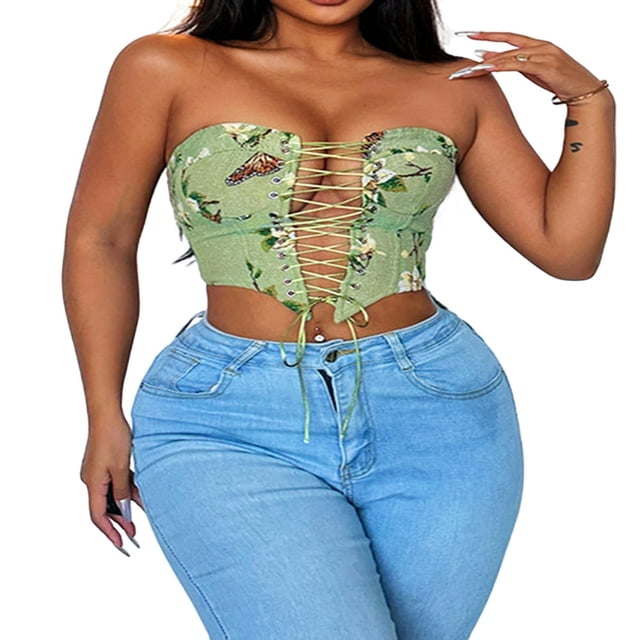 Floral Tube Tops for Women Sleeveless and Off Shoulder Design