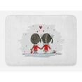 thumbnail image 1 of Love Bath Mat, Couple Holding Hands Winter Season Stars and Hearts Christmas Themed Cartoon, Non-Slip Plush Mat Bathroom Kitchen Laundry Room Decor, 29.5 X 17.5 Inches, Scarlet Cocoa Silver, Ambesonne, 1 of 2