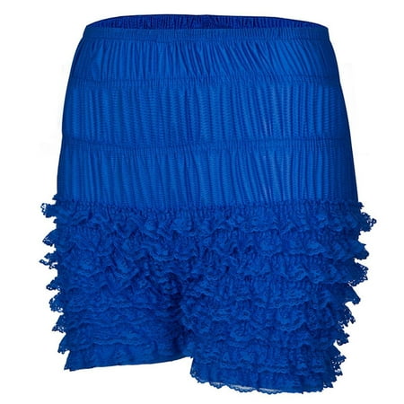 Previn Women s Bloomers Shorts Short Costume Halloween Mardi Gras Ruffle Fall Slim Fit Mid Thigh Mid Rise Frilly Shorts Royal Blue Large