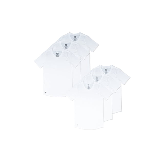 OTECKA T-Shirt à Col en V en Coton Supima pour Hommes Coupe Ajustée avec Évacuation de l'Humidité -6 Paquets