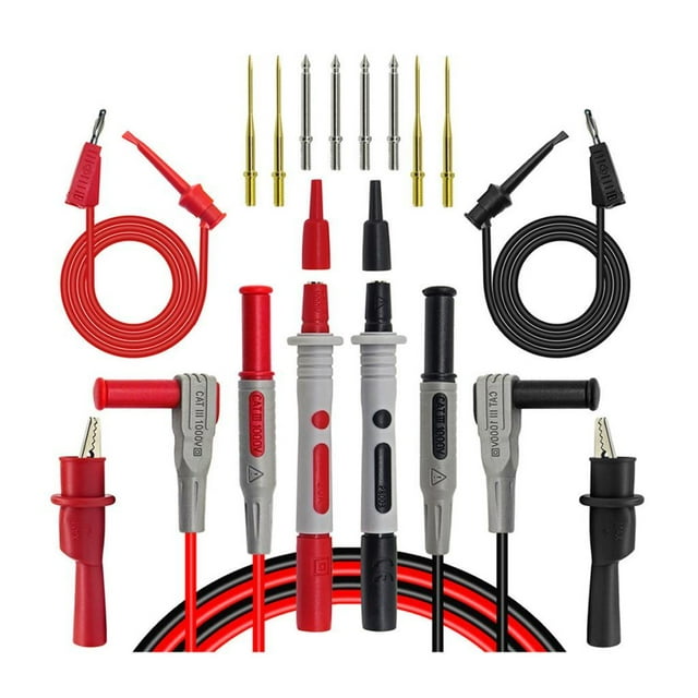 de cables de prueba electrónicos de silicona suave de 8 piezas con pinzas profesion de sondas de gancho de prueba DYNWAVEMX Cables de prueba electrónicos