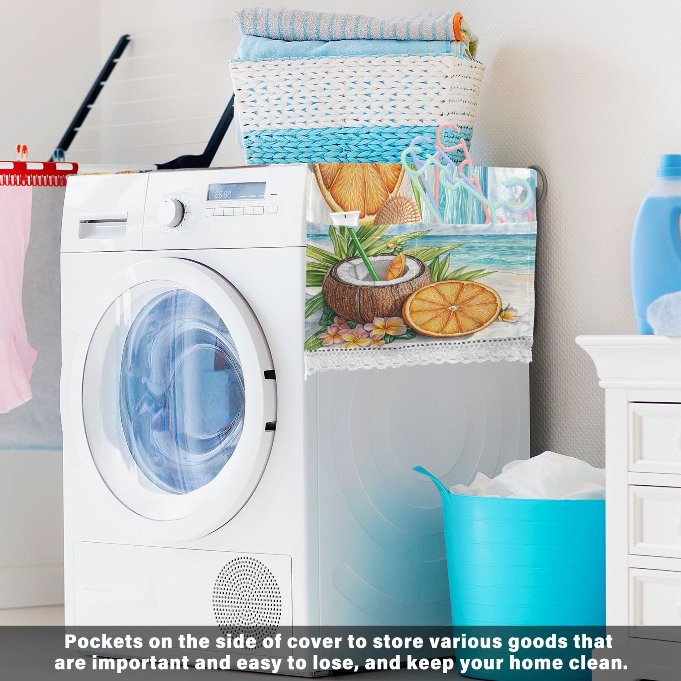 DEIARA Coconut Orange Slice Washing Machine Cloth Dryer Refrigerator Top Cover Protective Non-Slip Mat For Kitchen Laundry