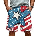 thumbnail image 5 of JULMCOMO American Flag Men's Shorts Drawstring Red White Blue Loose Stars Stripes Summer Shorts for Independence Day with Pockets Royal Blue S, 5 of 6