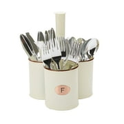 Mind Reader Galvanized 3 Section Utensil Holder, Cutlery Holder, Flatware, Silverware Organizer, Forks, Spoons, Knives, Utensil Caddy, Multi-Purpose Holder, Perfect for Office Supplies, White