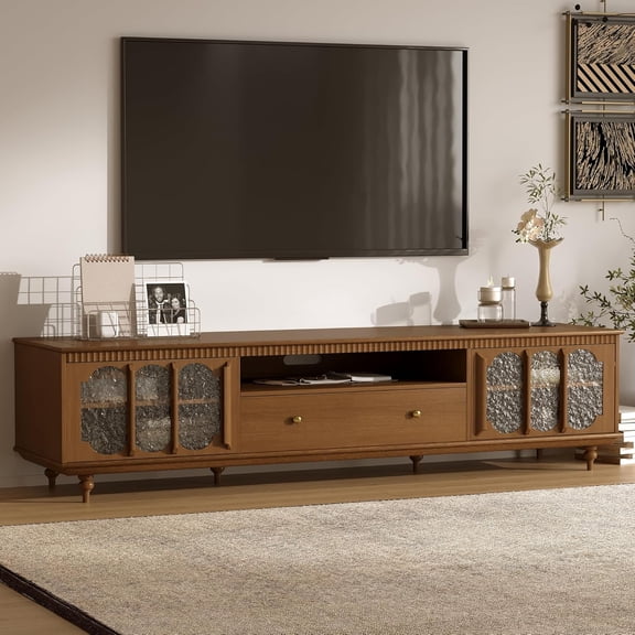 78.74" Mid Century Modern TV Stand, TV Console, Media Entertainment Center with Storage, Fits 75–85 Inch TVs for Living Room & Bedroom, Walnut