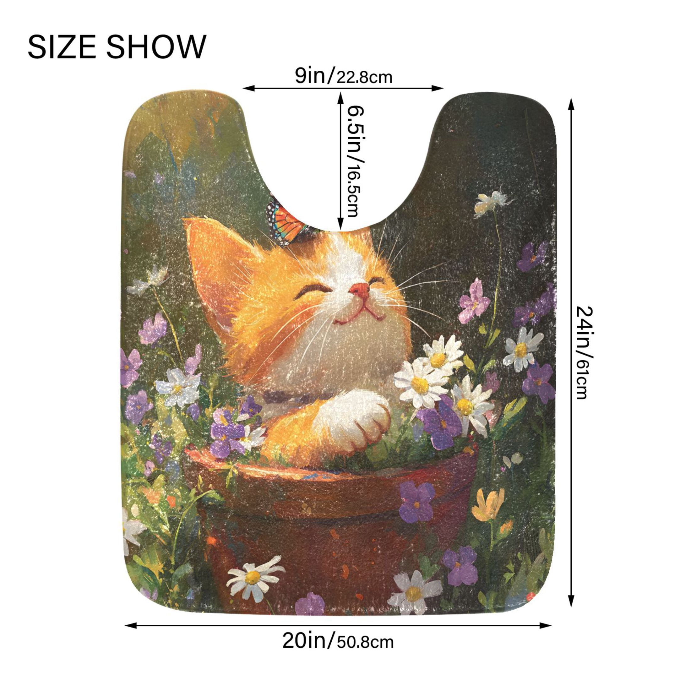 Ryvnso Retro Cute Cat Bathroom Shaggy Rugs Toilet Mat Soft Contour Rug