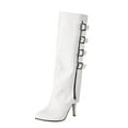 thumbnail image 4 of Mostsola Fold Over Knee High Boots Women Fashion Pointy Toe Stiletto Zip up Buckle Strap Heels, 4 of 9