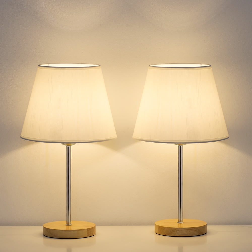 2Pcs Fabric Shade Table Lamp Desk Lamp Night Light for Living Room