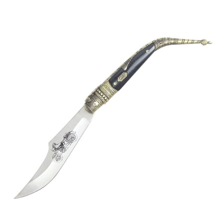 9 Black and Gold Handle Thin Toothpick Folding Knife
