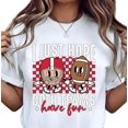 thumbnail image 1 of playera unisex para casco de fútbol y bola, playera con gráfico de dibujos animados, playera de fiesta "Hope both Teams Have Fun", 1 of 6