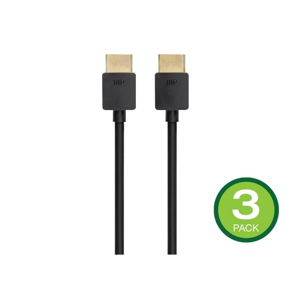 Monoprice 8K HDMI Cable - 3 Feet - Black (3 Pack) Ultra High Speed, 8K@60Hz & 4k@120Hz, Dynamic HDR, 48Gbps, eARC, Compatible with PS 5 / PS 5 Digital Edition / Xbox Series X & S and More - Ultra Slim