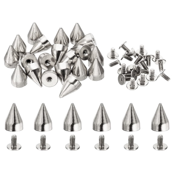 15mm Studs for Clothing, 20 Sets Studs and Spikes Leather Rivets for Clothing Leather Punk, 10x15mm, Silver Tone